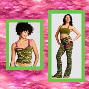 PINK Victoria's Secret Green Workout Camo Leggings With Matching Top! XXL NWOT